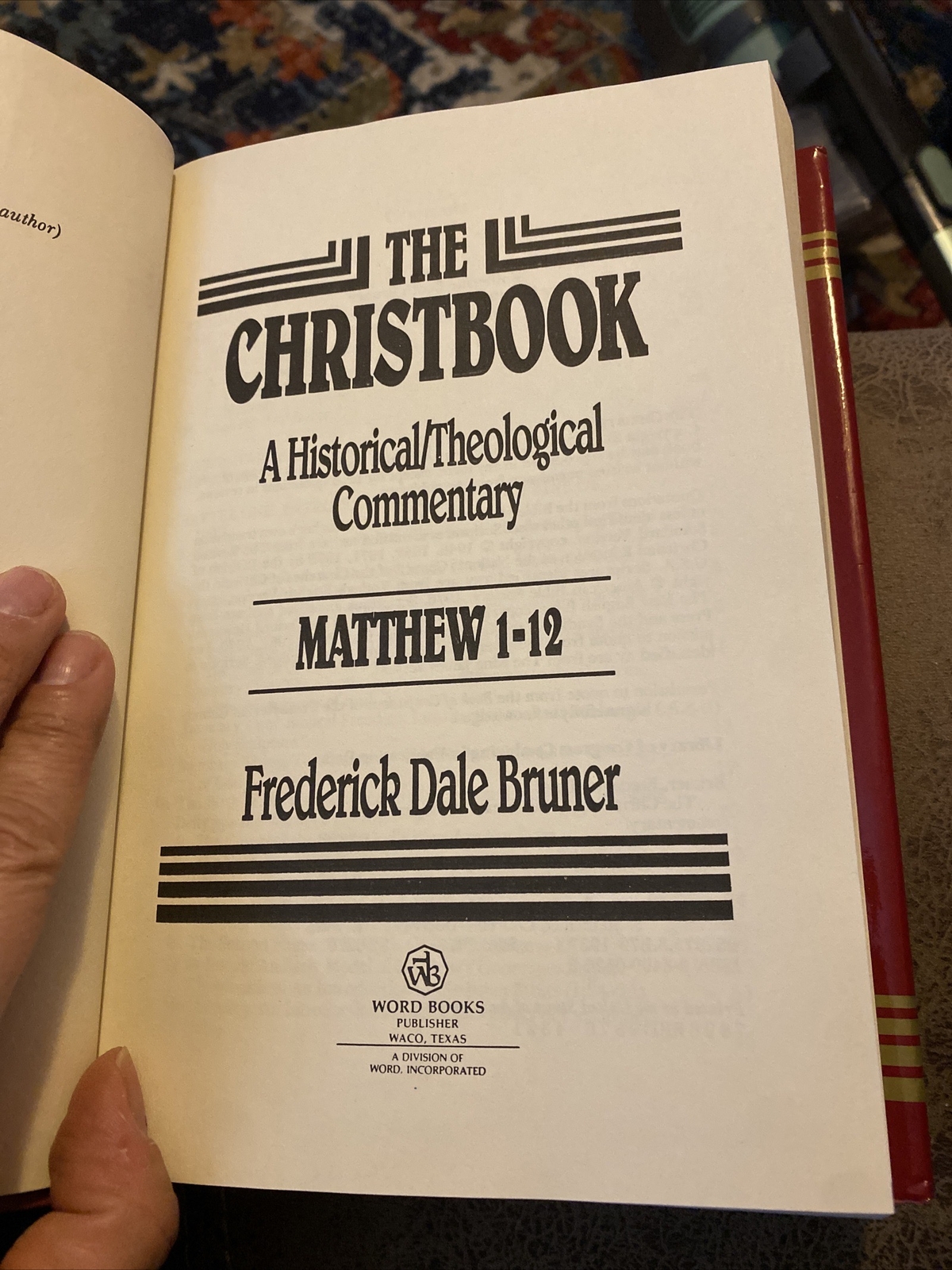 Frederick Dale Bruner The Christbook HC Matthew 1 – 12 Commentary Clean VG