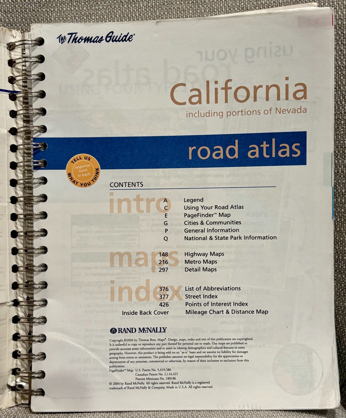 Thomas Guide California Road Atlas 22nd Ed Including Portions of Nevada Spiral