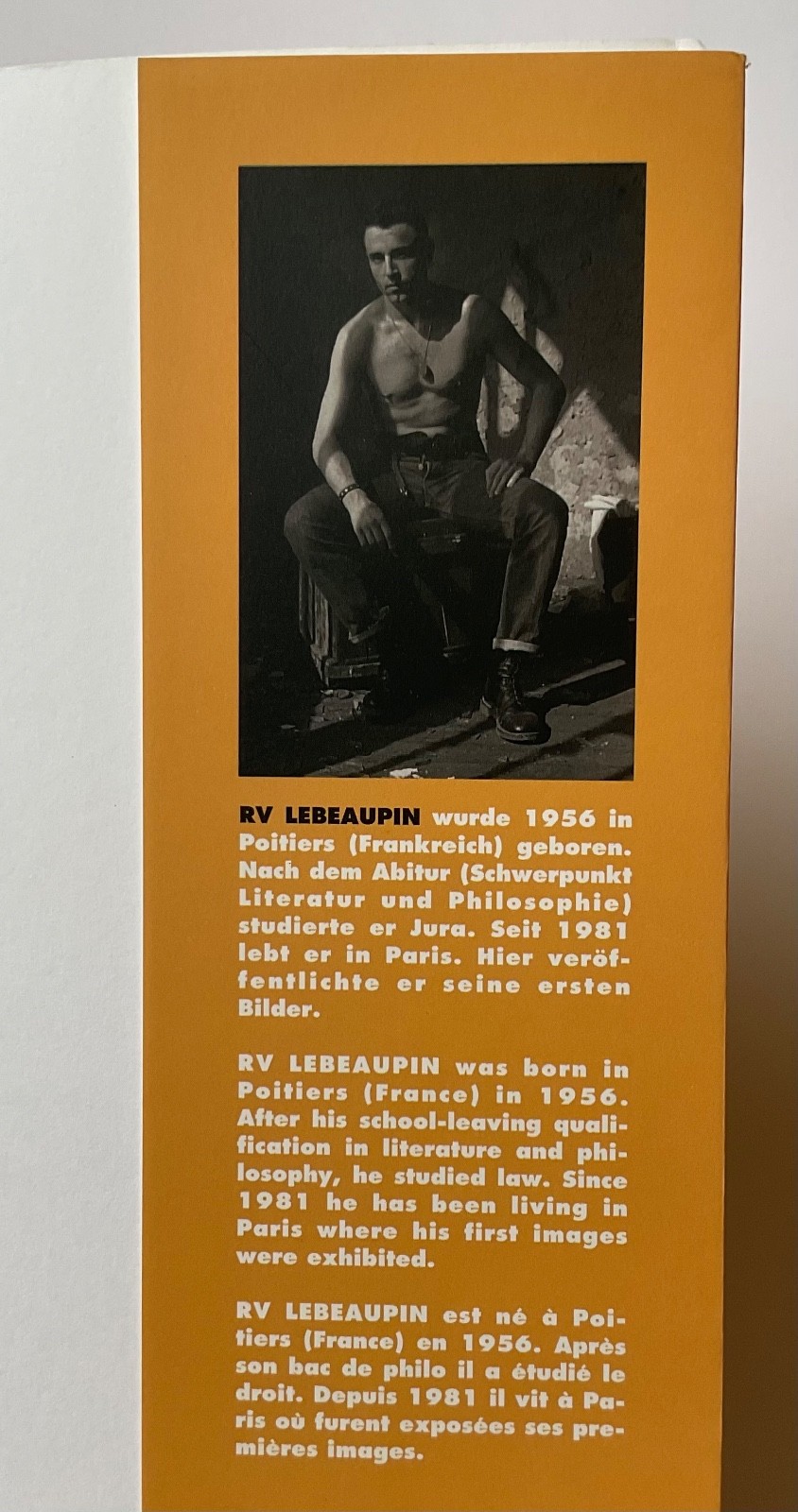 PHOTOGRAPHIES by R. V. Lebeaupin OOP 1994 Bruno Gmunder Male Photography Book