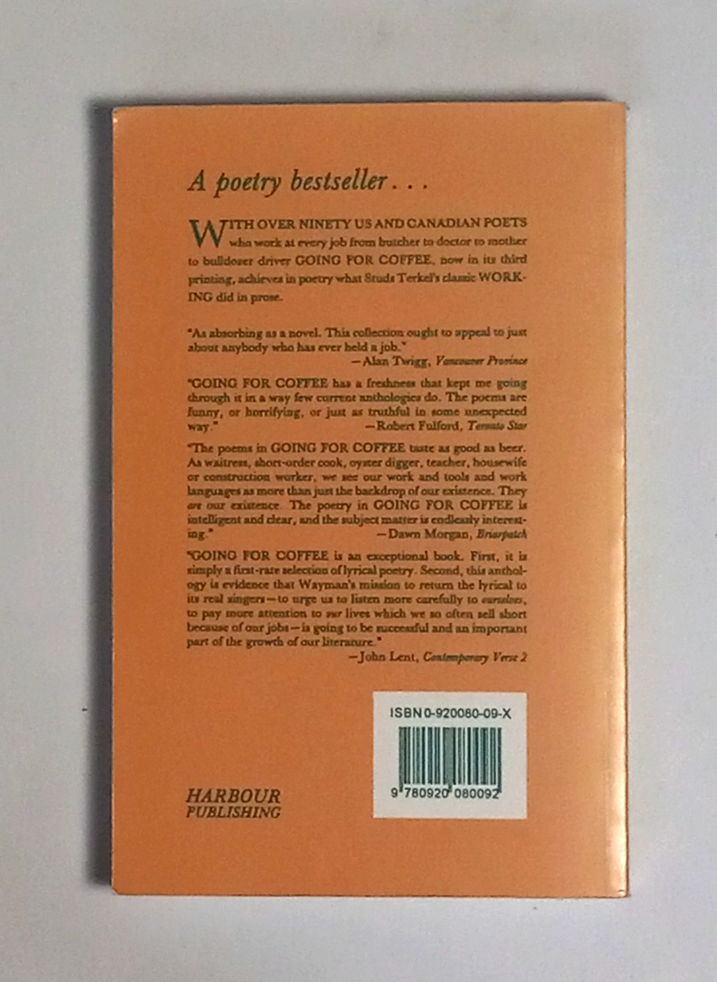 Going for Coffee: Poetry on the Job PB 1981/1993 Tom Wayman New/Other