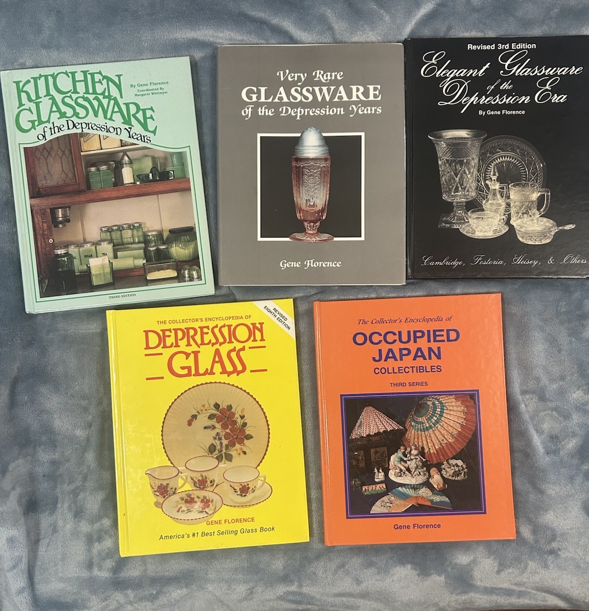 Lot of 5 Vintage Hardcover Glassware Collector Guide Identification Books 1980s