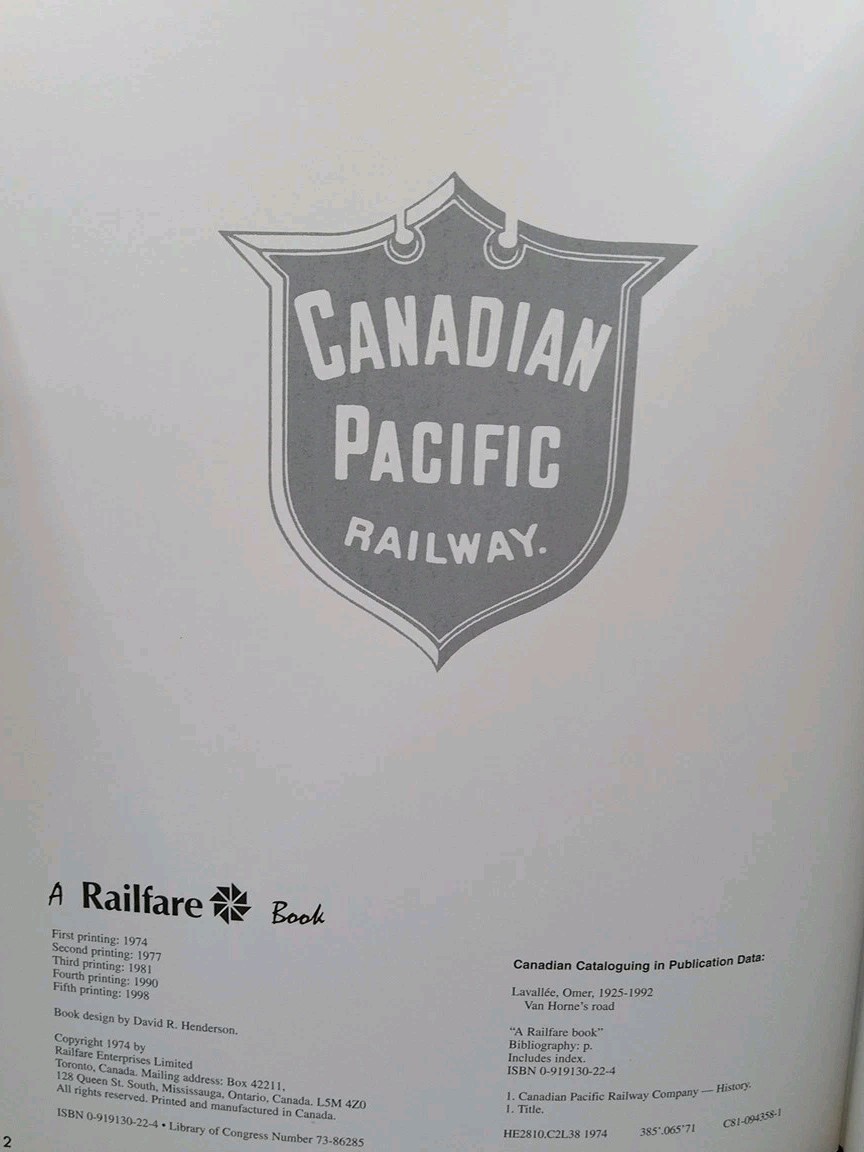 Van Horne’s Road Omer Lavallee HC DJ Canadian Pacific Railway History Railfare