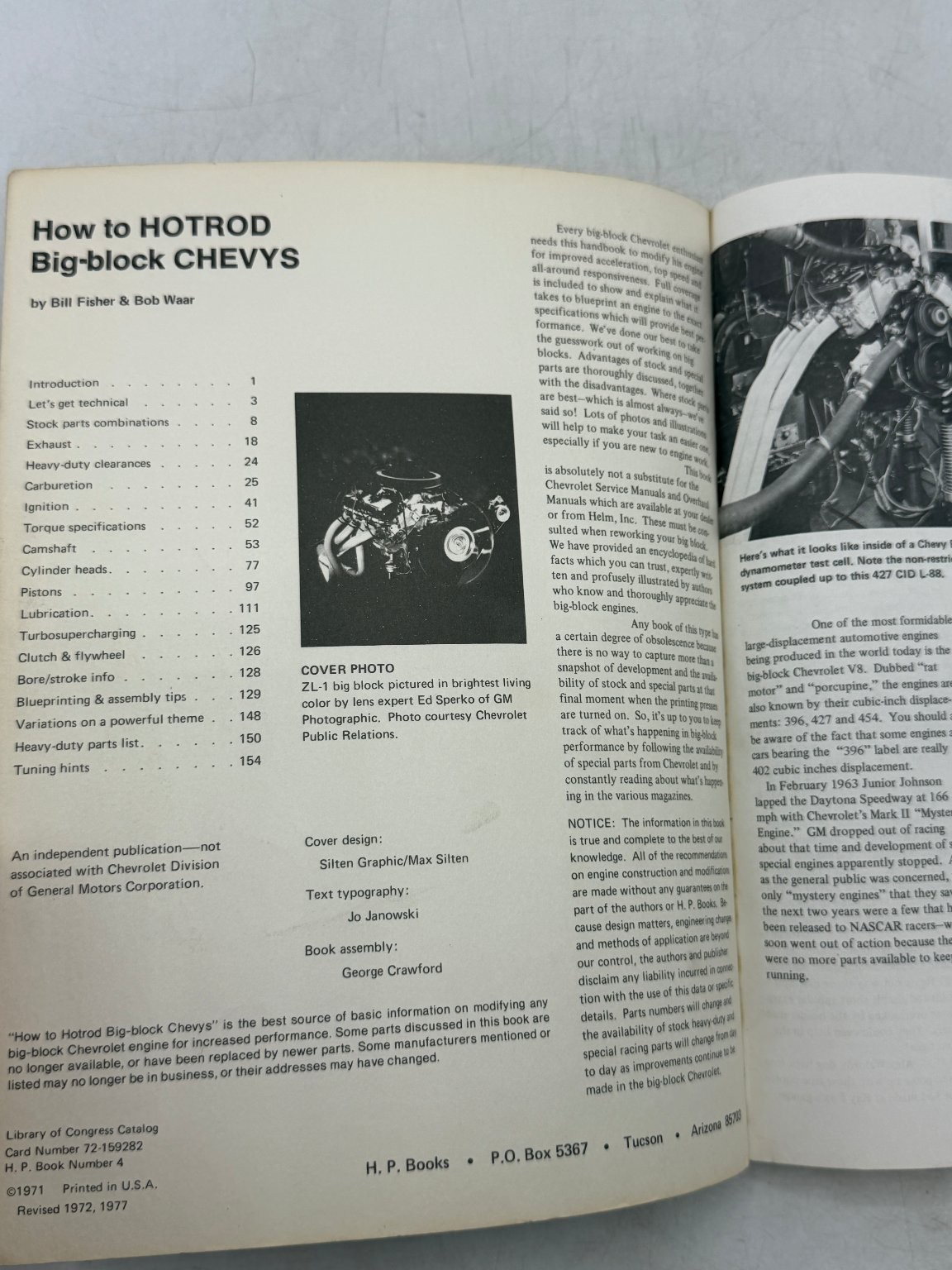 How to HOTROD Big-block CHEVYS 396 402 427 454 Fisher Waar 1977 H.P. BOOKS
