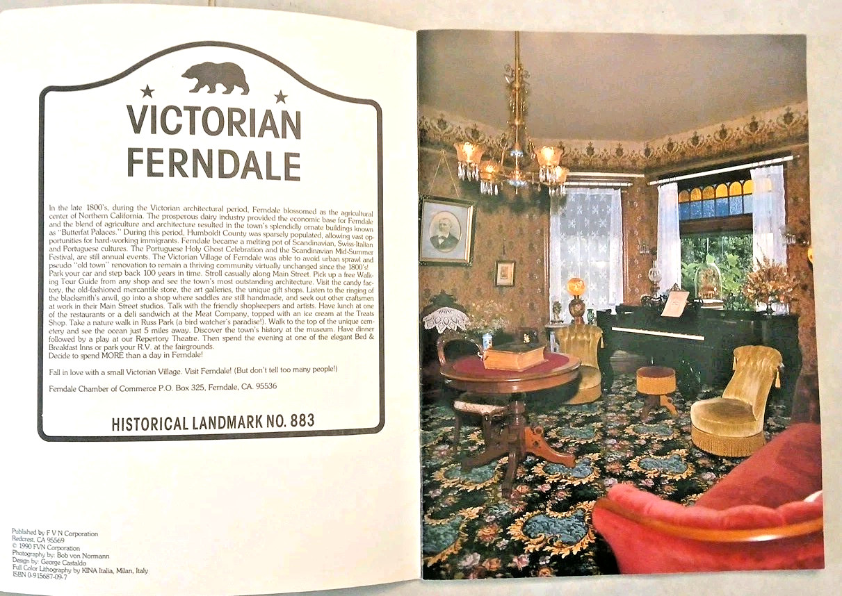 Vtg 30+ Pages Complete Guide Victorian Ferndale Historical Landmark #883 1990 Ed