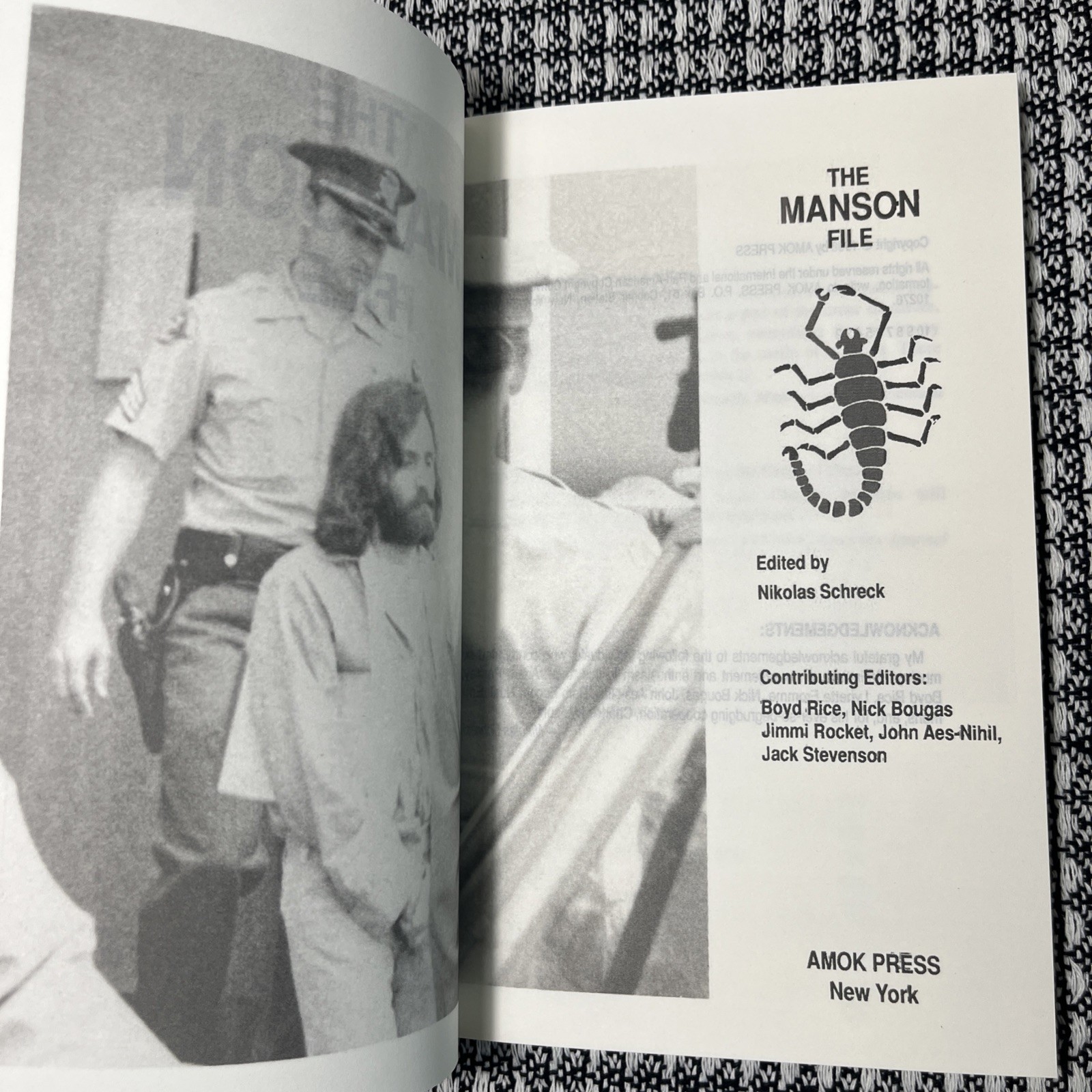 THE MANSON FILE by Nikolas Schreck Amok Press ,1988 Paperback New Reprint