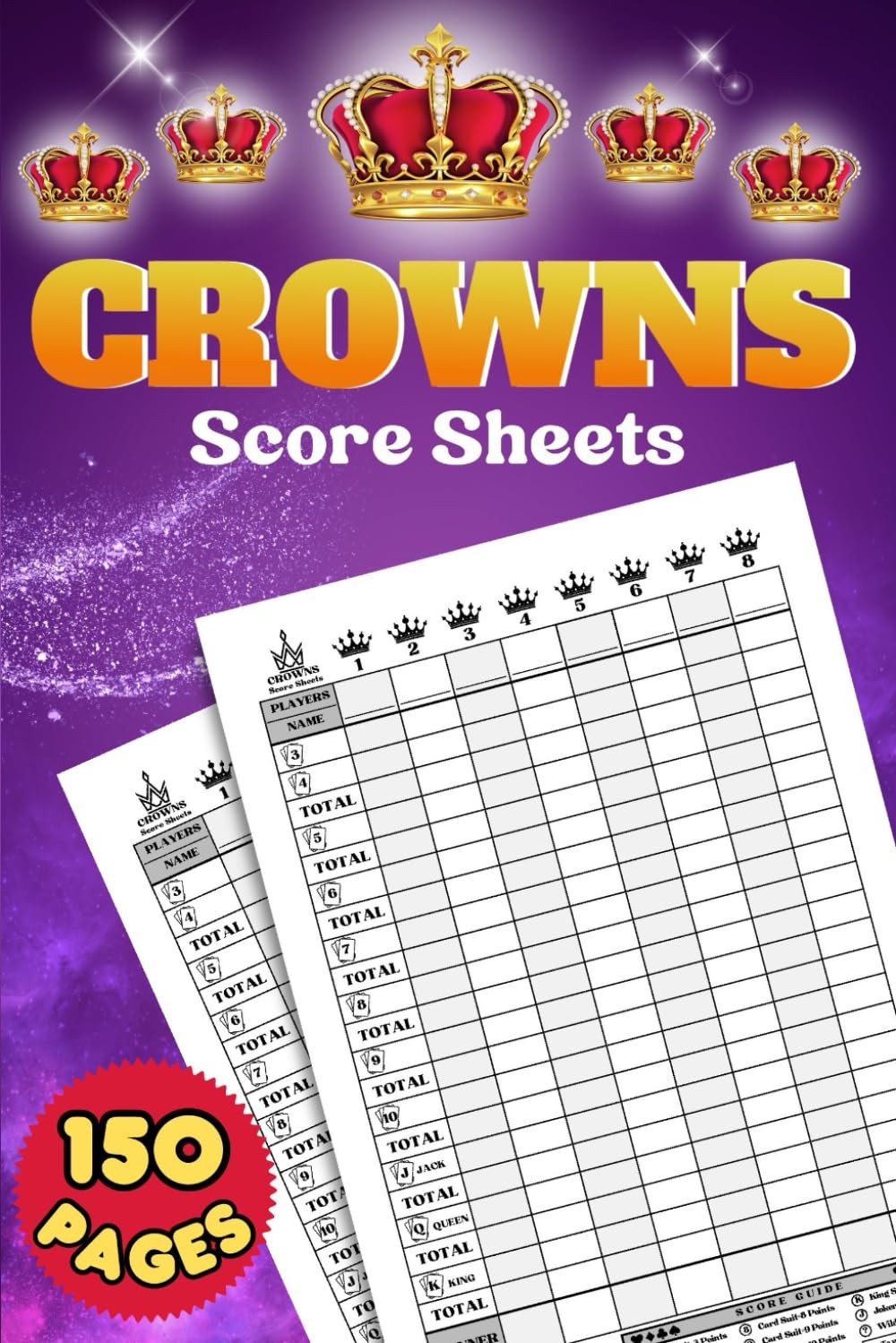 Crowns Score Sheets: 150 Pages for Scorekeeping. Track Up to 8 Players | Cle…