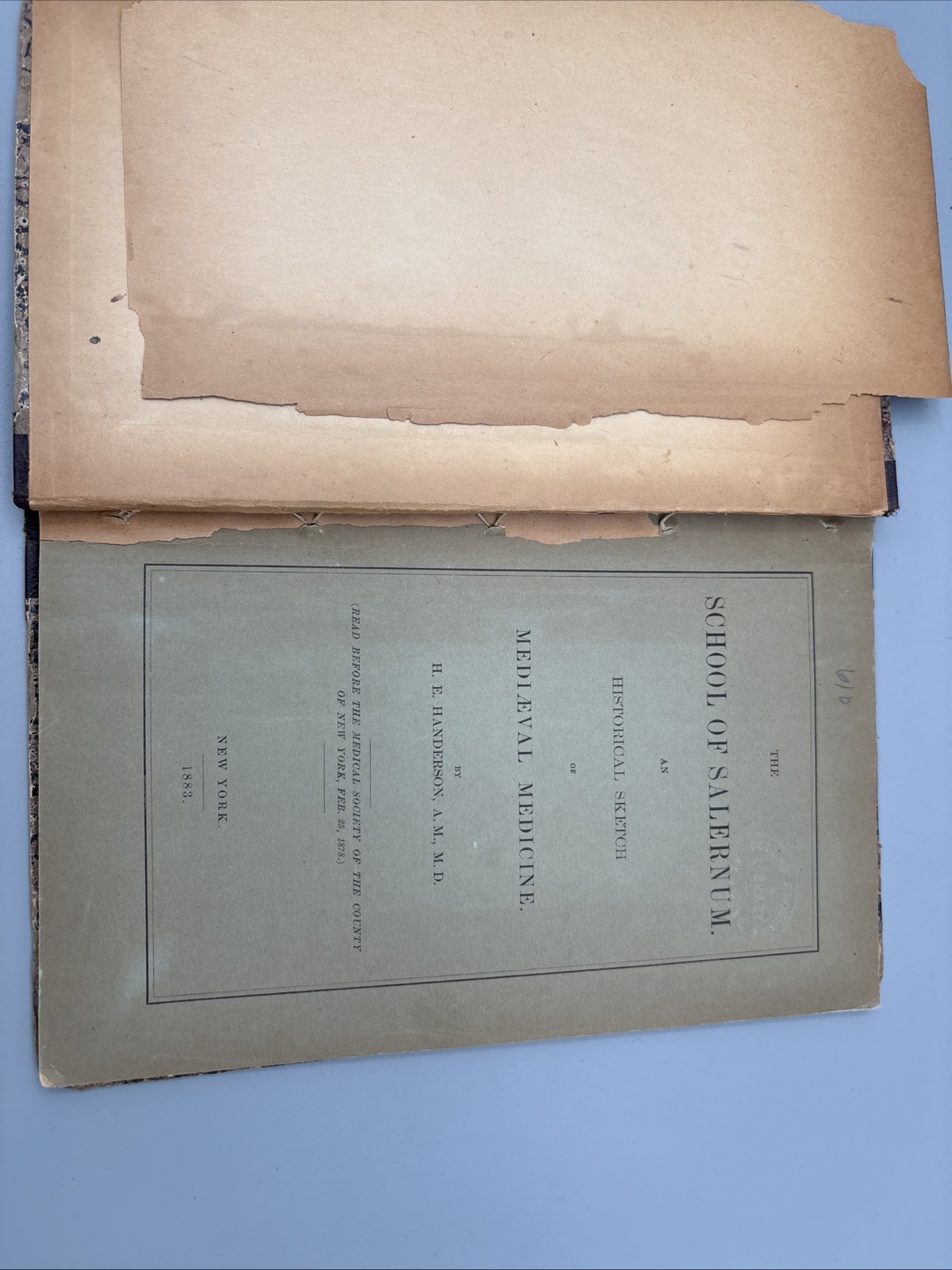 Antique Book School of Salernum: An Historical Sketch of Mediaeval Medicine 1883