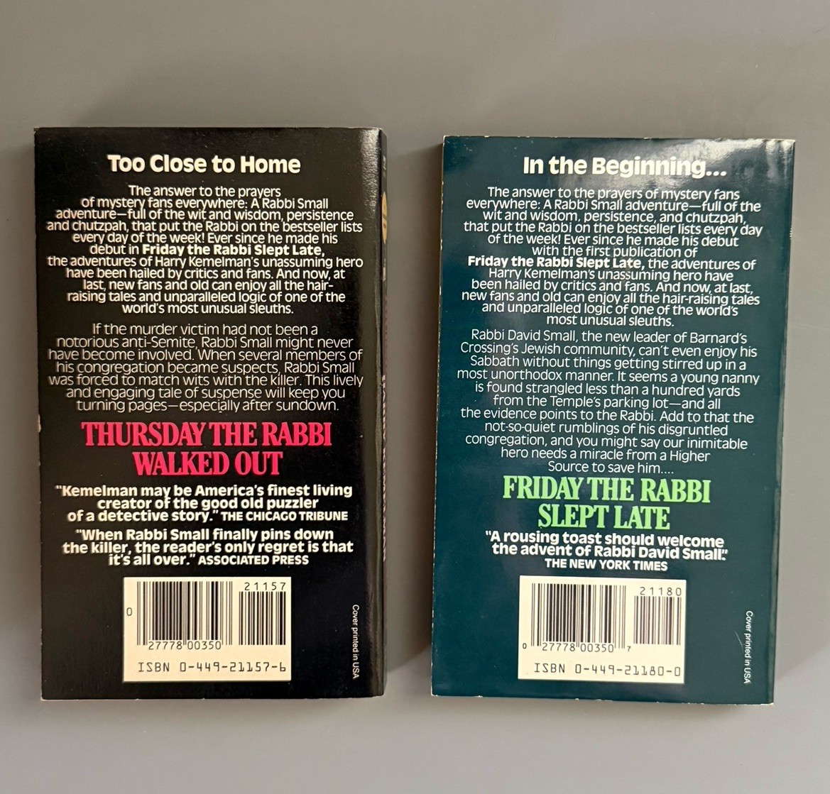 Lot 10 Harry Kemelman Rabbi Small Paperback Books Mysteries Vintage 1980s 1990s