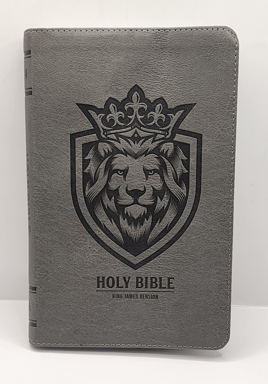 KJV Holy Bible Gift Edition Christian Art Publishers Gray Leather Lion Crest