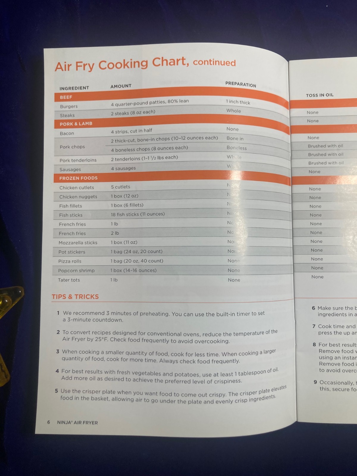 NINJA AIR FRYER QUICK START GUIDE RECIPES COOKBOOK 30 PAGES