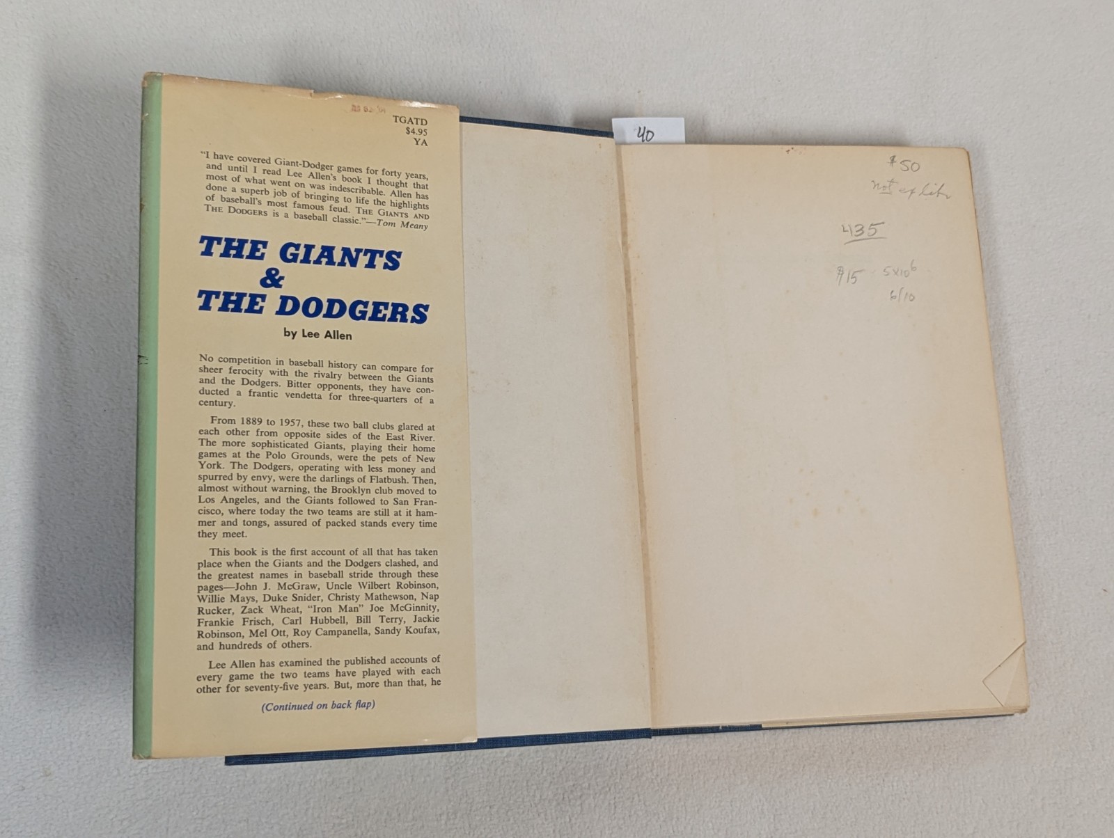 The Giants And The Dodgers Feud Lee Allen 1964 1st/2nd New York Brooklyn