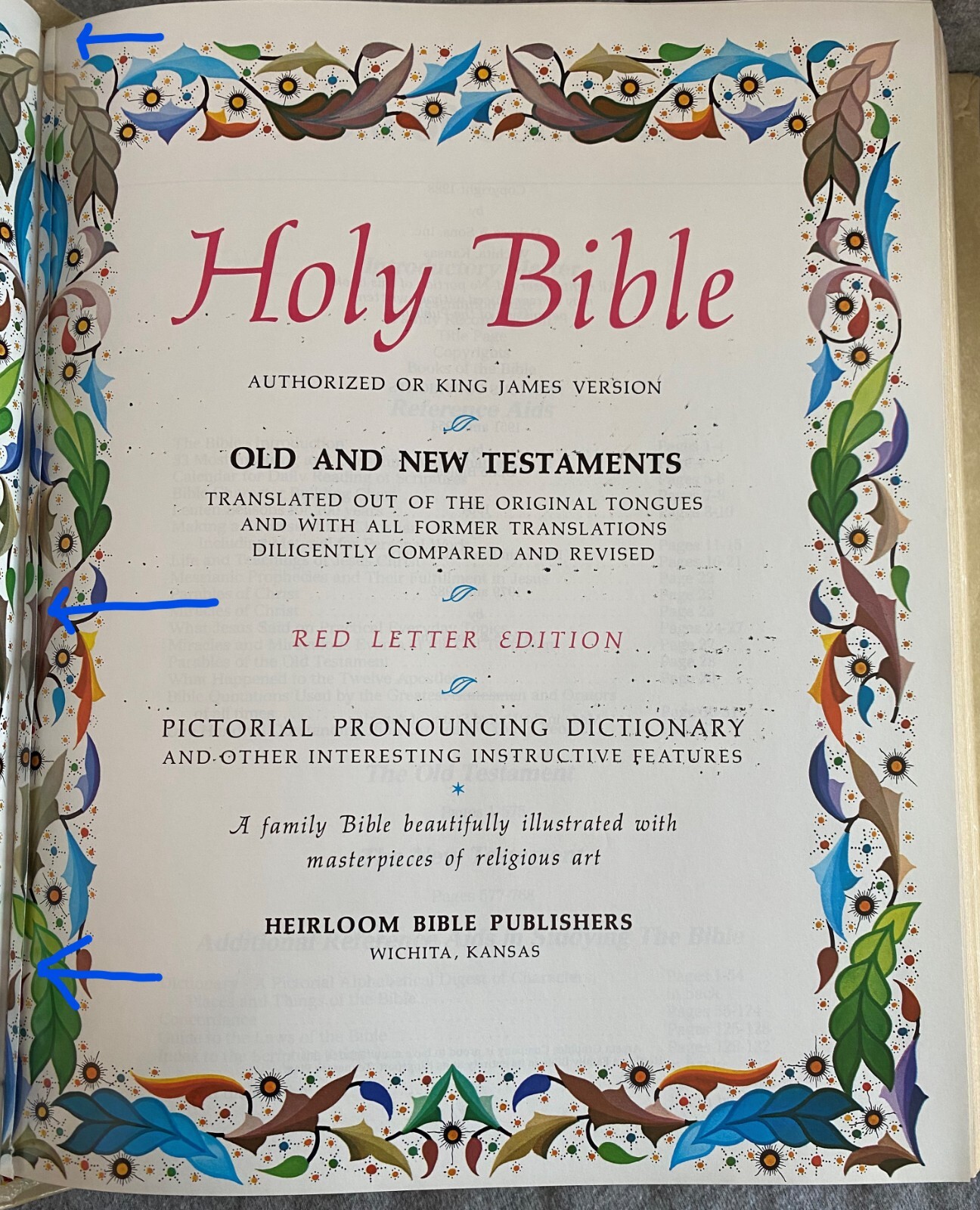 Heirloom Family Holy Bible KJV Red Letter Morrison Funeral Home Tuscumbia 5+ lbs