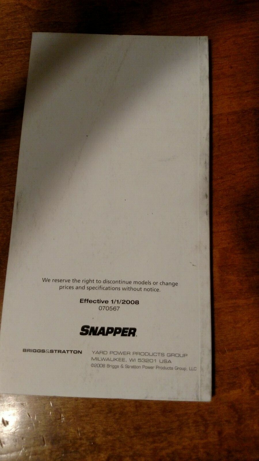SNAPPER DEALER PRODUCT GUIDE FOR 2008 **PRICES, SPECS OF FULL LINE 76 PAGES