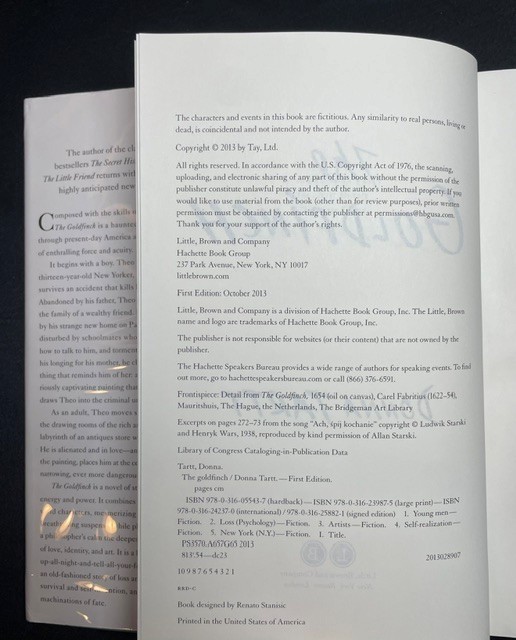THE GOLDFINCH – Donna Tartt (Signed/First Edition)