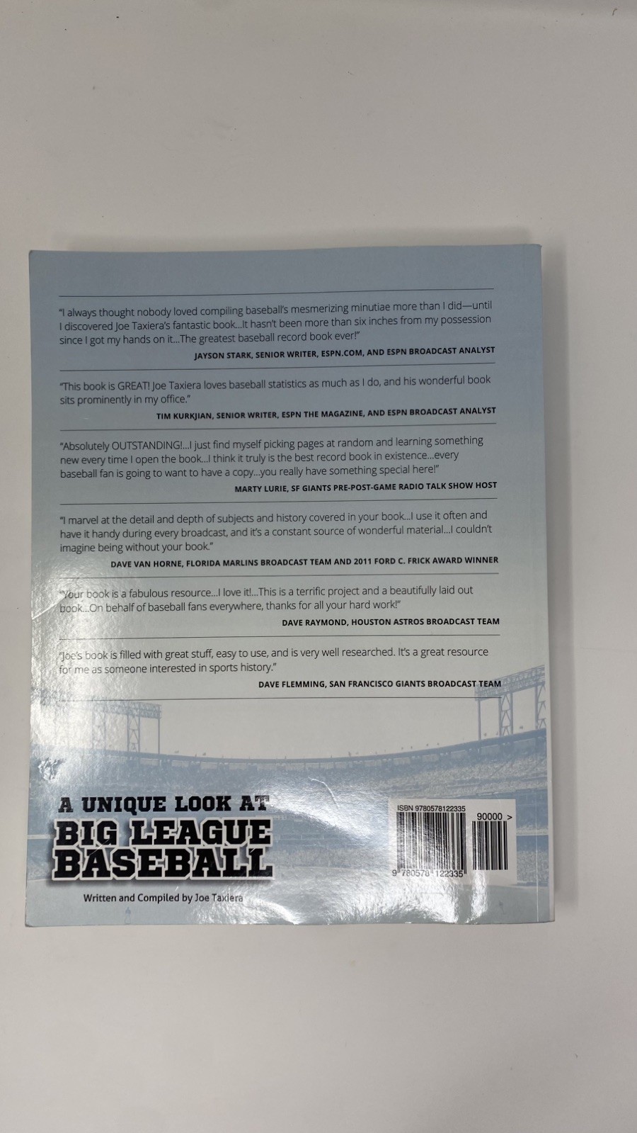 A UNIQUE LOOK AT BIG LEAGUE BASEBALL By Joe Taxiera, Excellent Condition, 2012