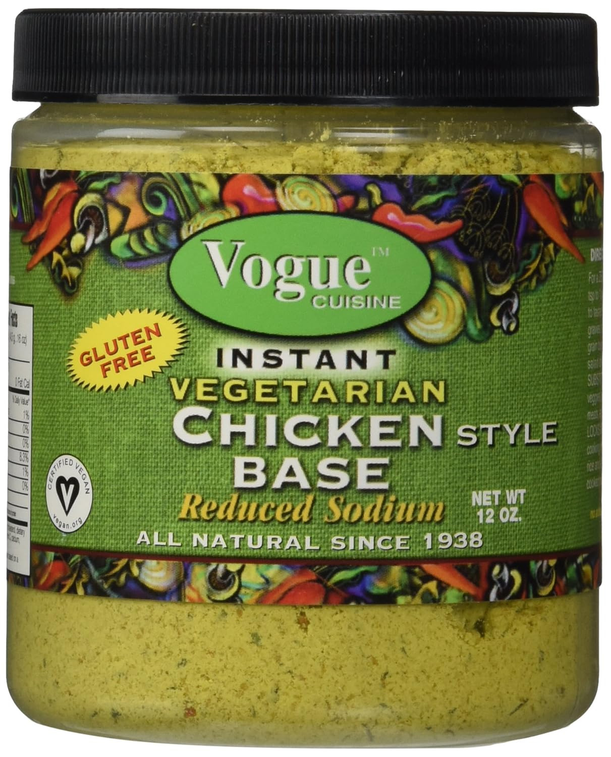 Vogue Cuisine Vegetarian Chicken Soup & Seasoning Base 12Oz – Low Sodium, Gluten