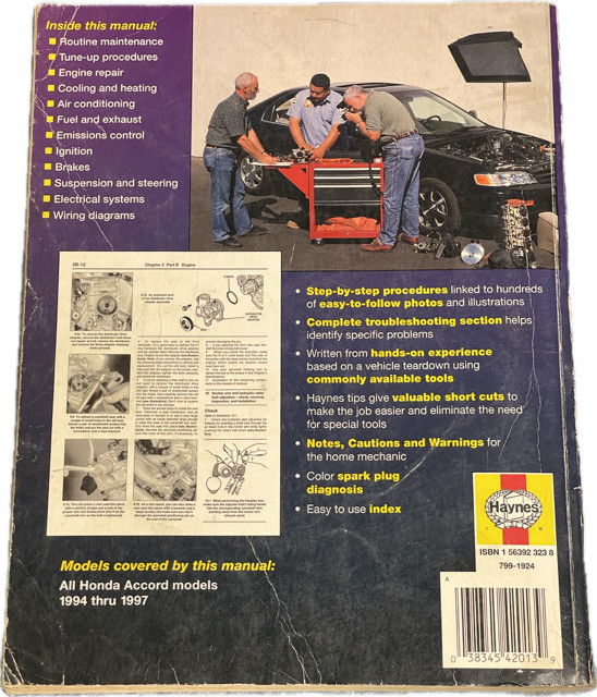 Haynes Manuals – Honda Accord 1994 thru 1997 ~ 42013 ALL MODELS