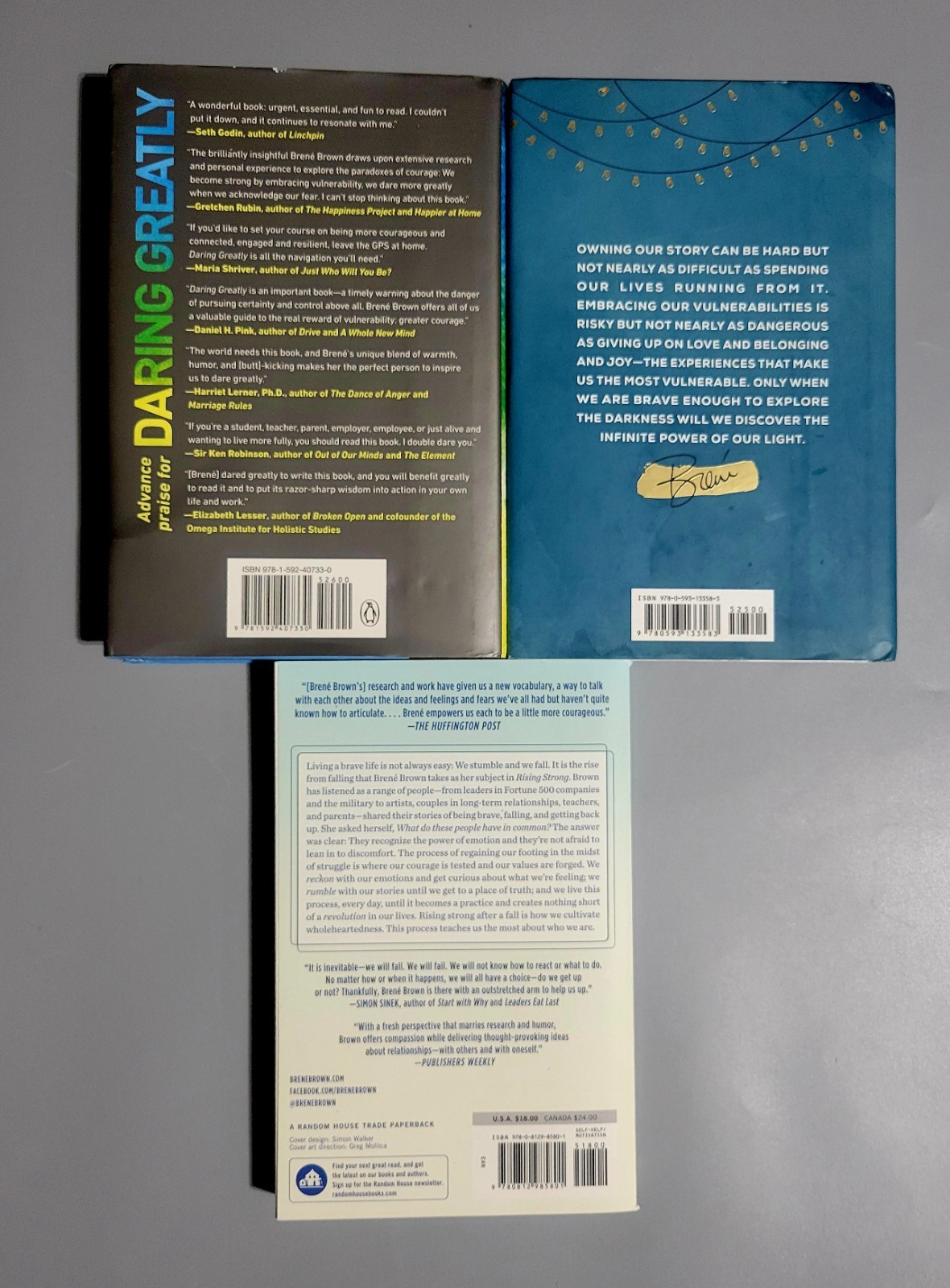 Brene Brown 3 Book Set (2 Hardcover/1 Paperback) – HC/PB – VG