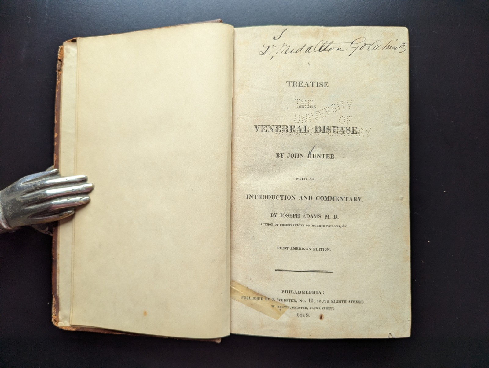 1818 Leather Treatise On Venereal Disease – John Hunter Syphilis Adams