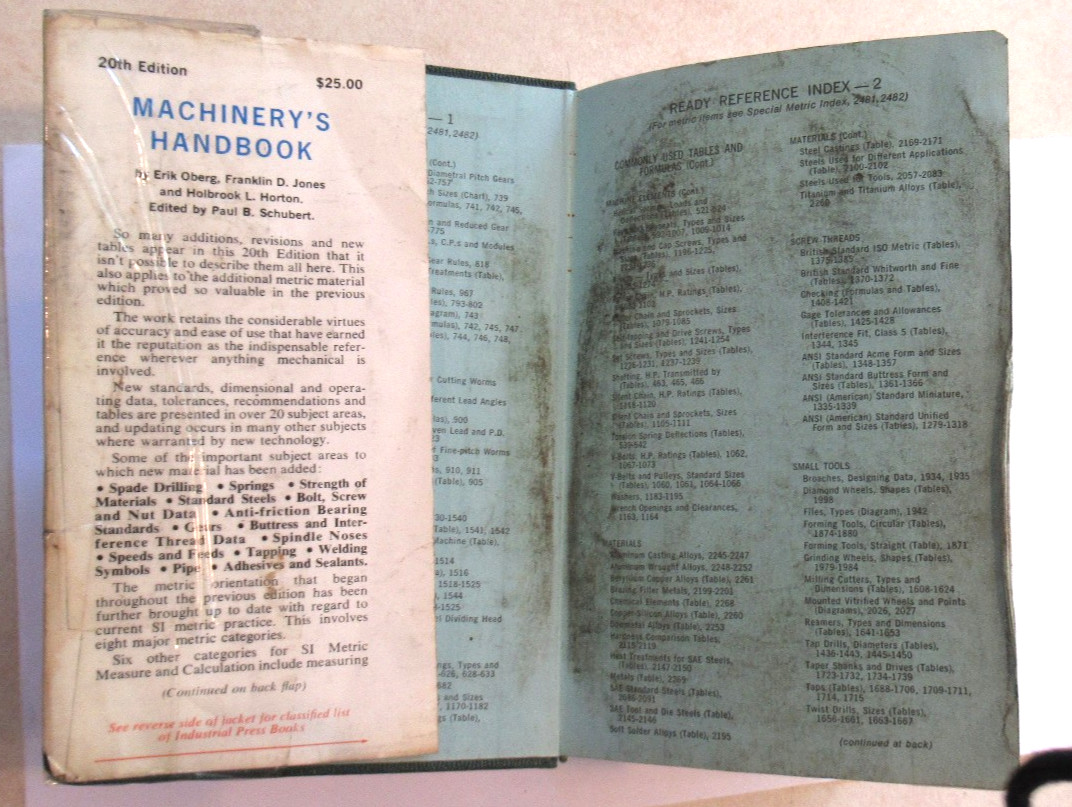 Machinery’s Handbook 20th Edition Third Printing 1976