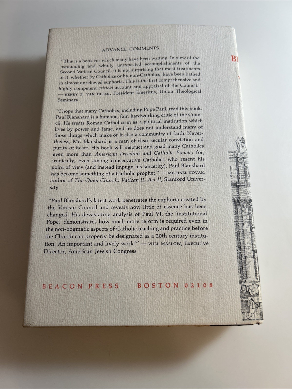 Paul Blanshard on Vatican II 1966 Book 📕 Beacon Press xlib 2928