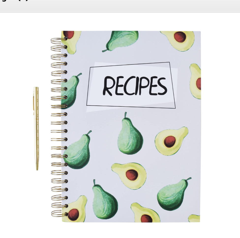 Avocado 8.5” x 11.5” A4 Size recipe book Write In Your Own Recipes W Pen NEW