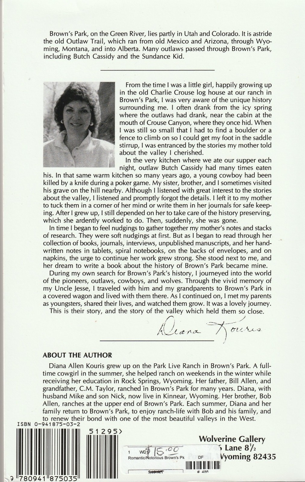 The Romantic and Notorious History of Brown’s Park by Diana Allen Kouris