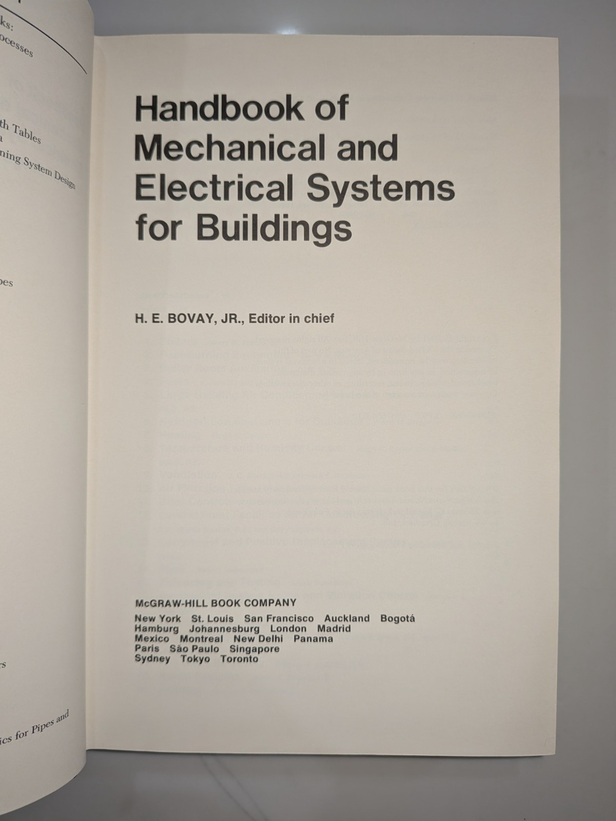Handbook Mechanical & Electrical Systems Buildings | Bovay 1981 | 1st DJ Insert