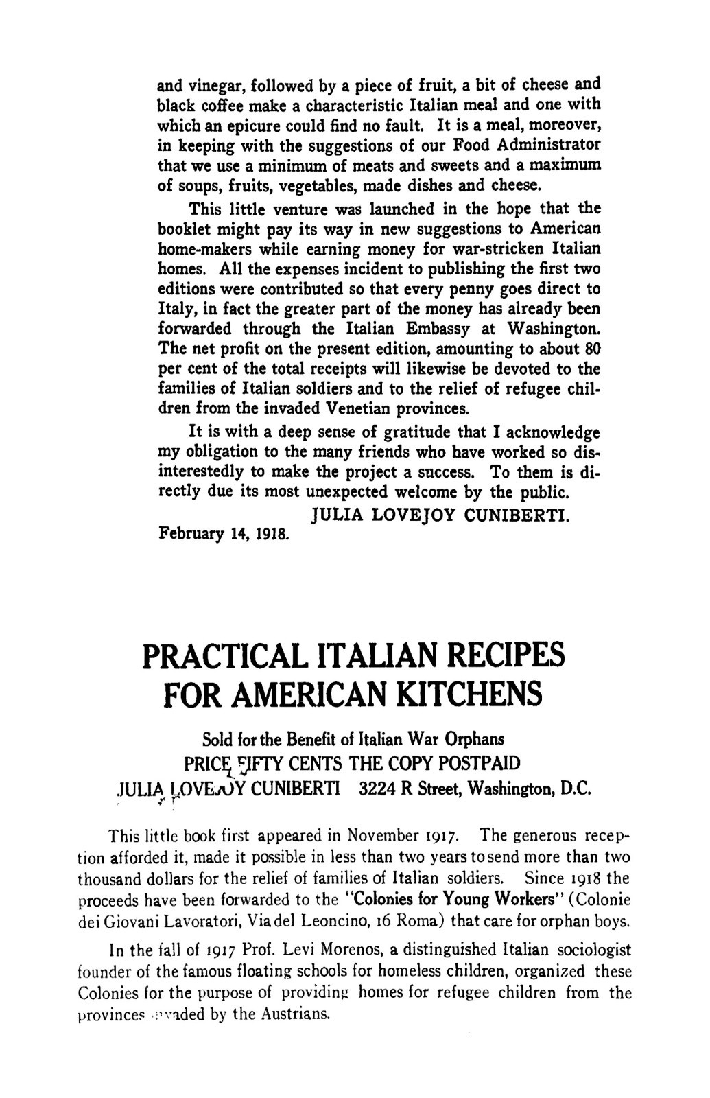 1918 Practical Italian Recipes For American Kitchens Cook Book 32 Pages