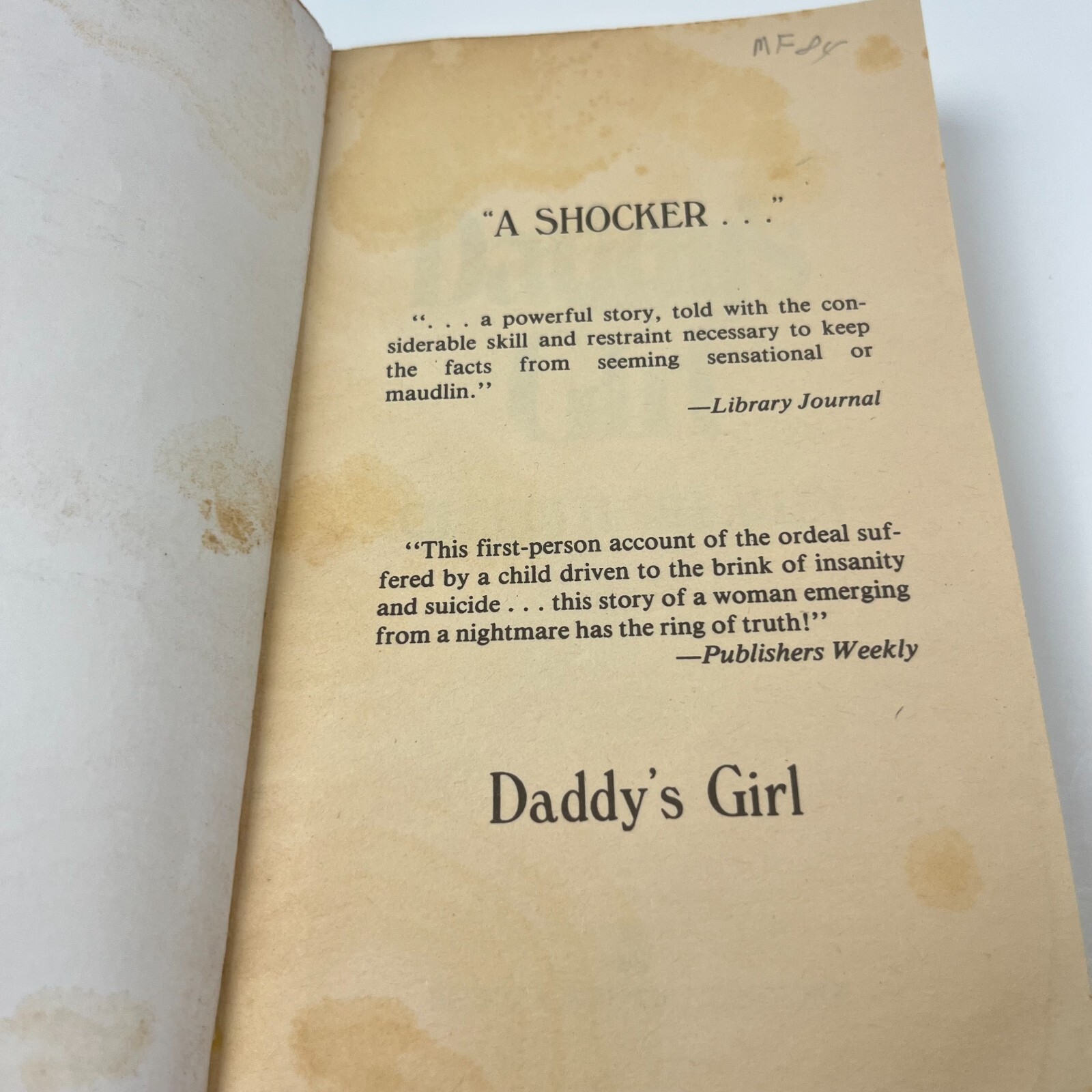 DADDY’S GIRL By Charlotte Vale Allen TRUE STORY Berkley Paperback PB 1982 ABUSE