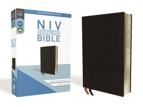 NIV, Thinline Bible, Bonded Leather, Black, Red Letter Edition, Comfor – GOOD