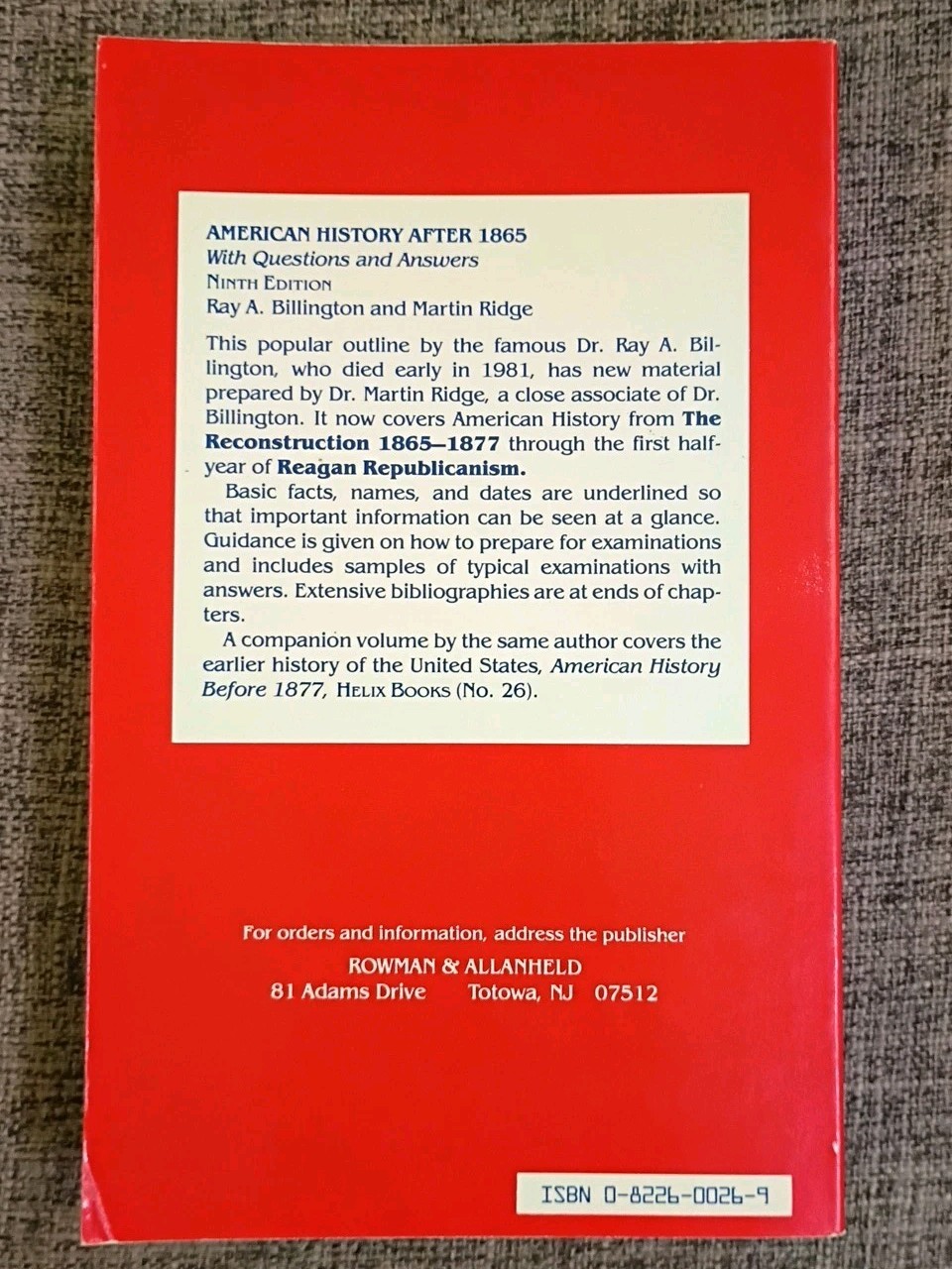 American History before 1877 with Questions and Answers by Ray Allen Billington