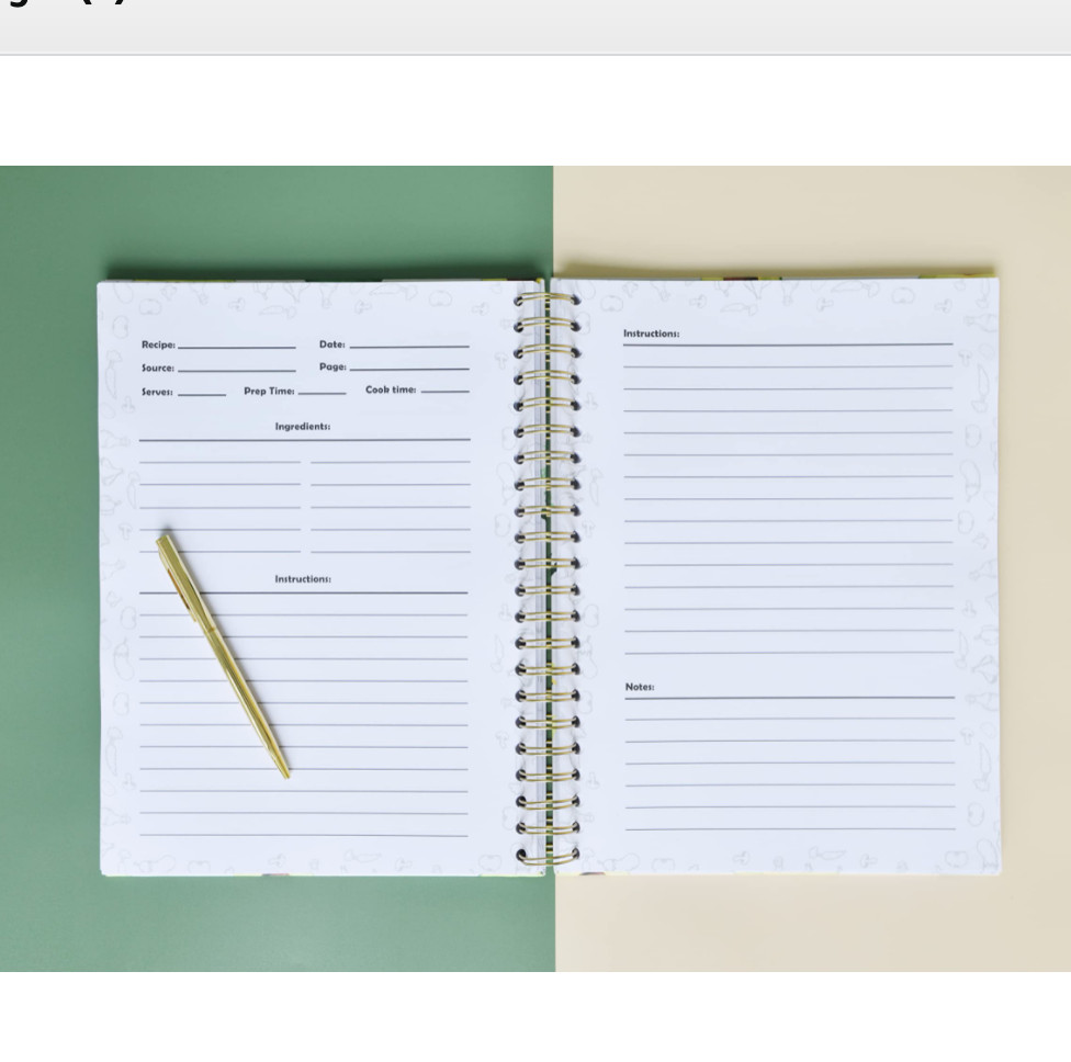 Avocado 8.5” x 11.5” A4 Size recipe book Write In Your Own Recipes W Pen NEW