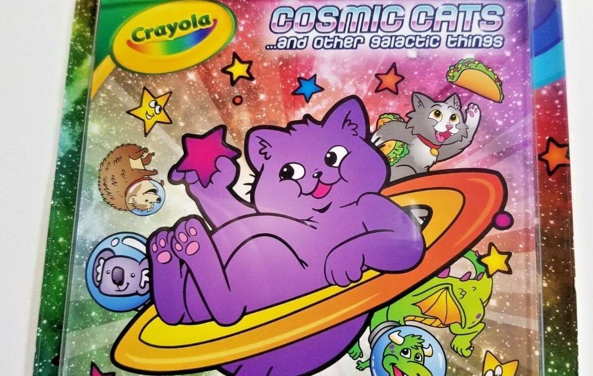 Cosmic Cats Activity Book 30 Coloring Pages + Crayons by Crayola Travel Home FUN