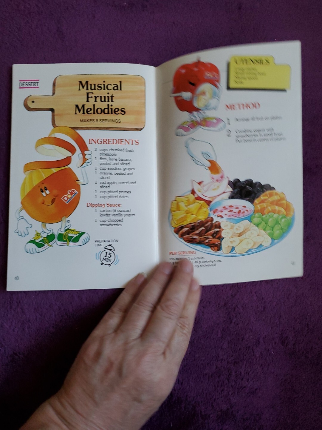 1992 Dole Fun With Fruits & Vegetables Kids Recipes Cookbook 44 pages