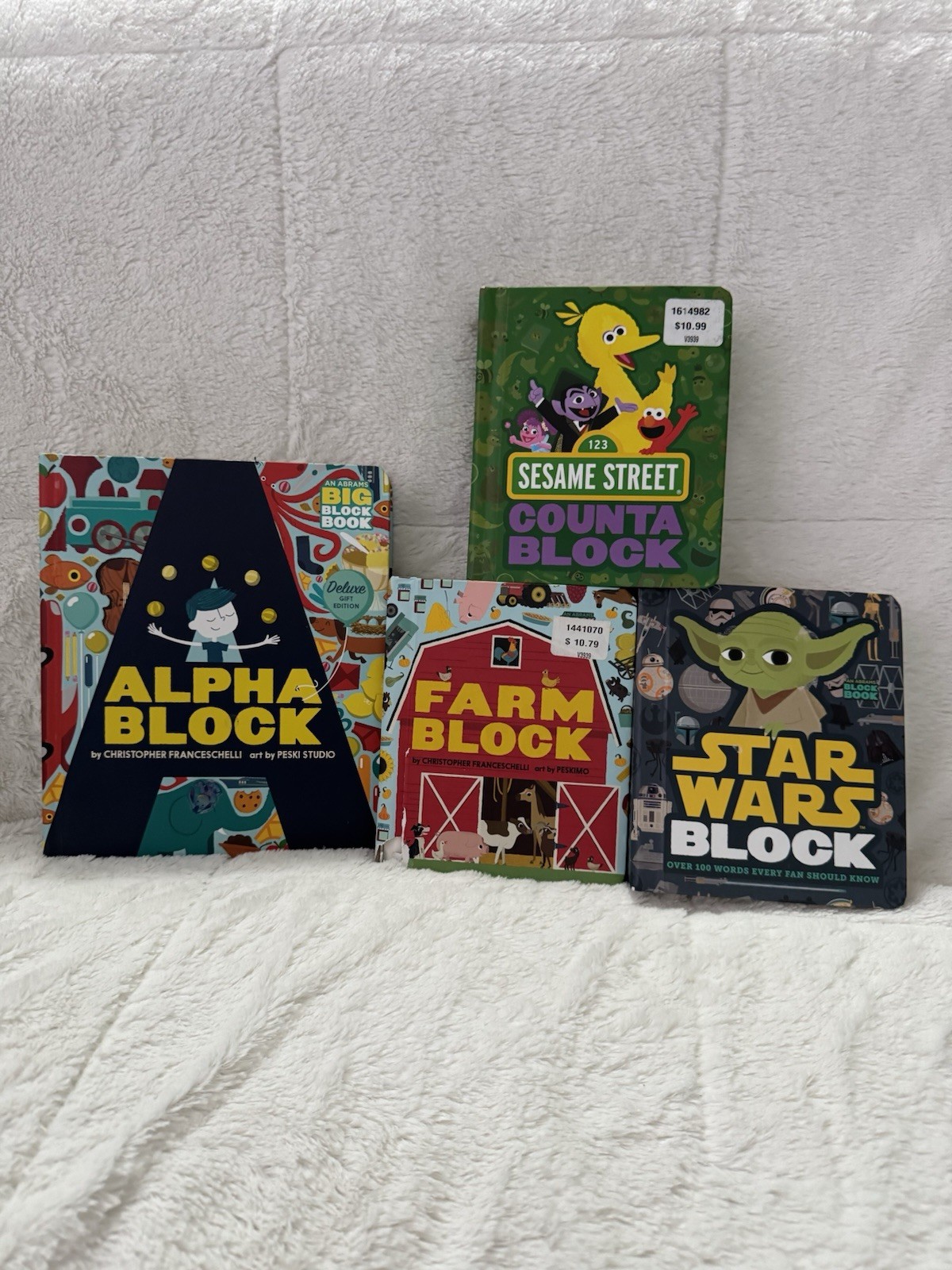 Abrams Block 4 Board_book Collection Farm, Sesame Street, Alphabet, Star Wars