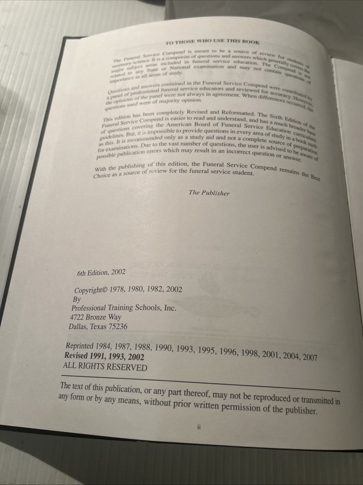 Funeral Service Compend Book 6th Edition – Unmarked Text! Rare/Hard to Find!