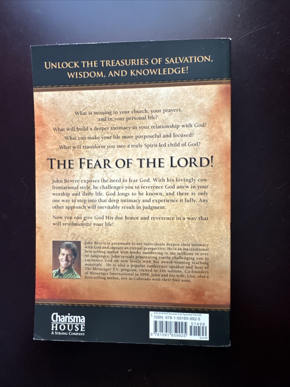 Fear of the Lord : Discover the Key to Intimately Knowing God by John Bevere…
