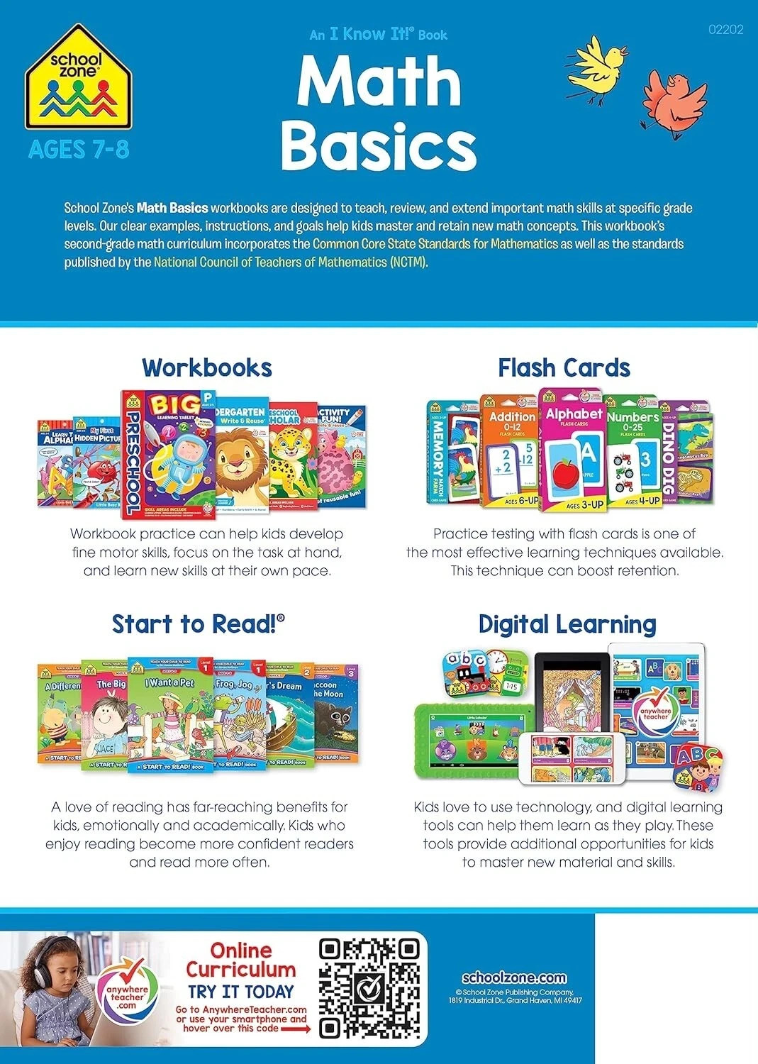 School Zone – Math Basics 2 Workbook – 64 Pages, Ages 7 to 8, 2nd Grade….