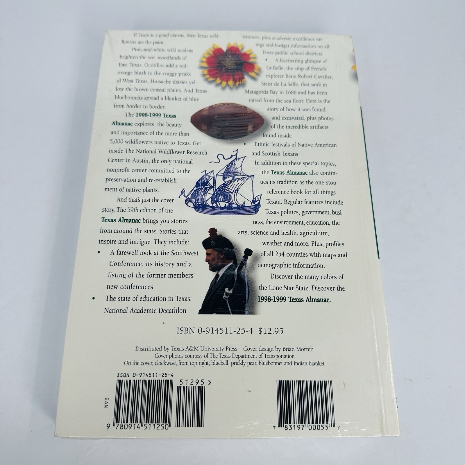 1998-1999 Texas Almanac Dallas Morning News 59th Ed Wildflowers La Belle & More