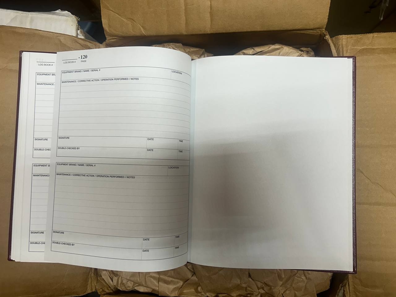 Maintenance Log Book Hardbound 120 Pages Industrial Equipment Record Journal