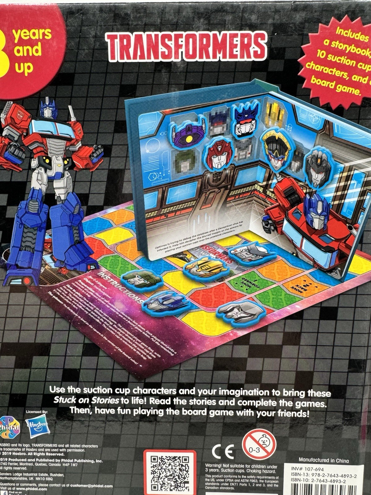 Transformers Stuck On Stories with Suction Cup Toys Board Game and Storybook