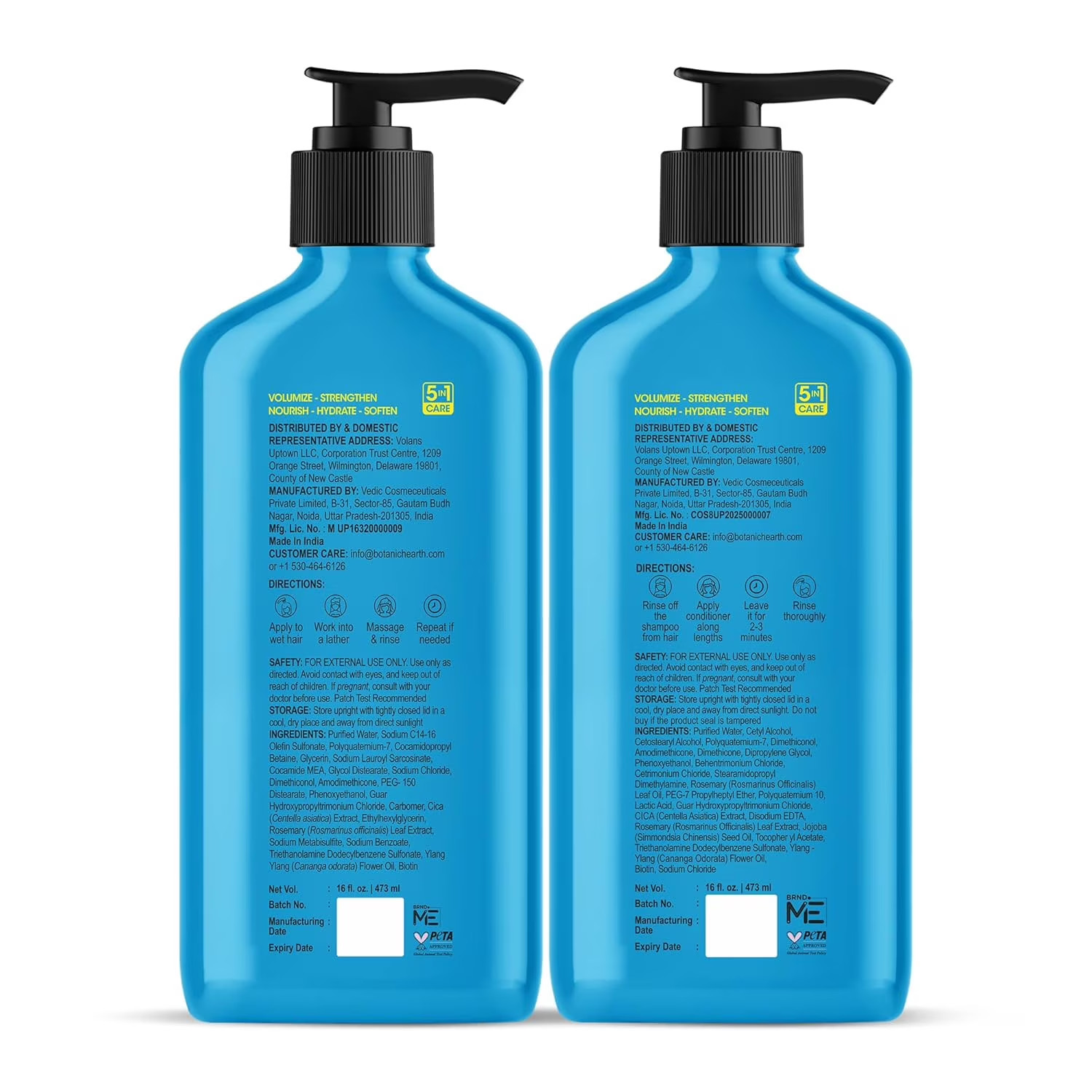 Volume & Growth Shampoo and Conditioner Set, 16 Fl Oz Each – with Biotin & Rosem