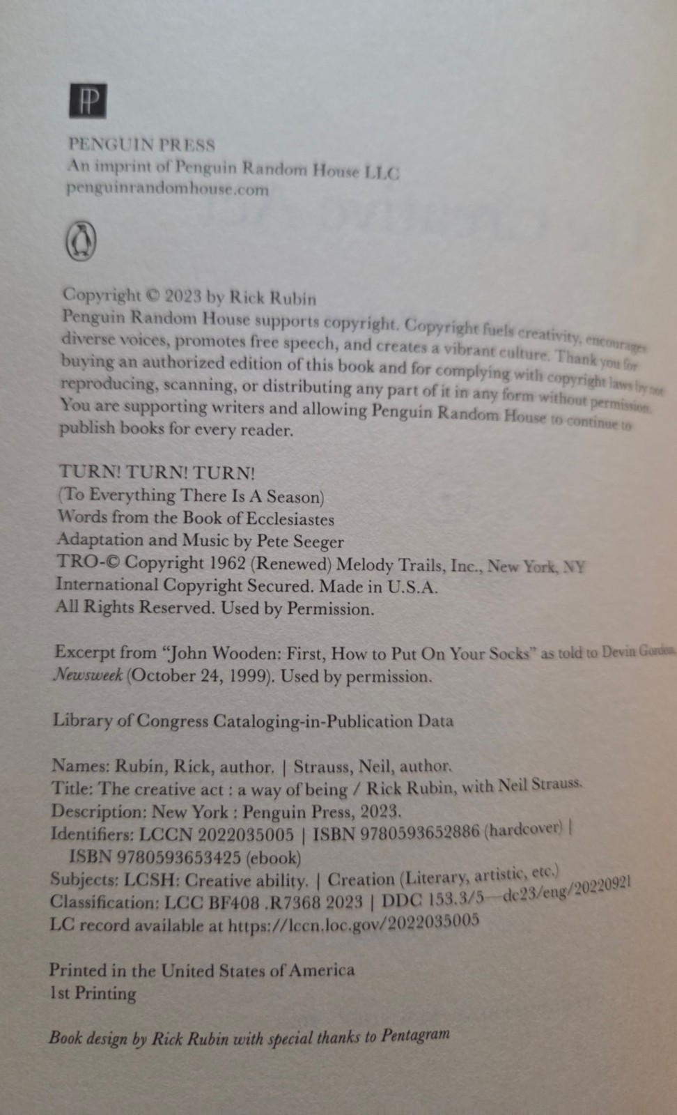 RICK RUBIN-‘THE CREATIVE ACT’-HARDCOVER-FIRST PRINTING