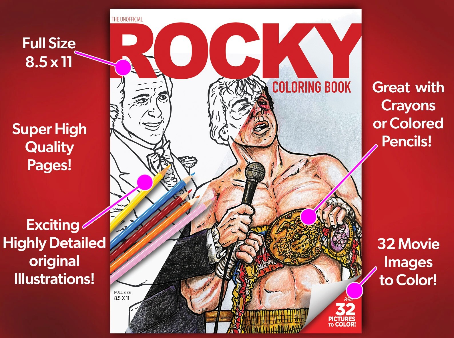 Rocky Coloring Book – 32 Pages of Rocky Balboa! All Original Illustrations!