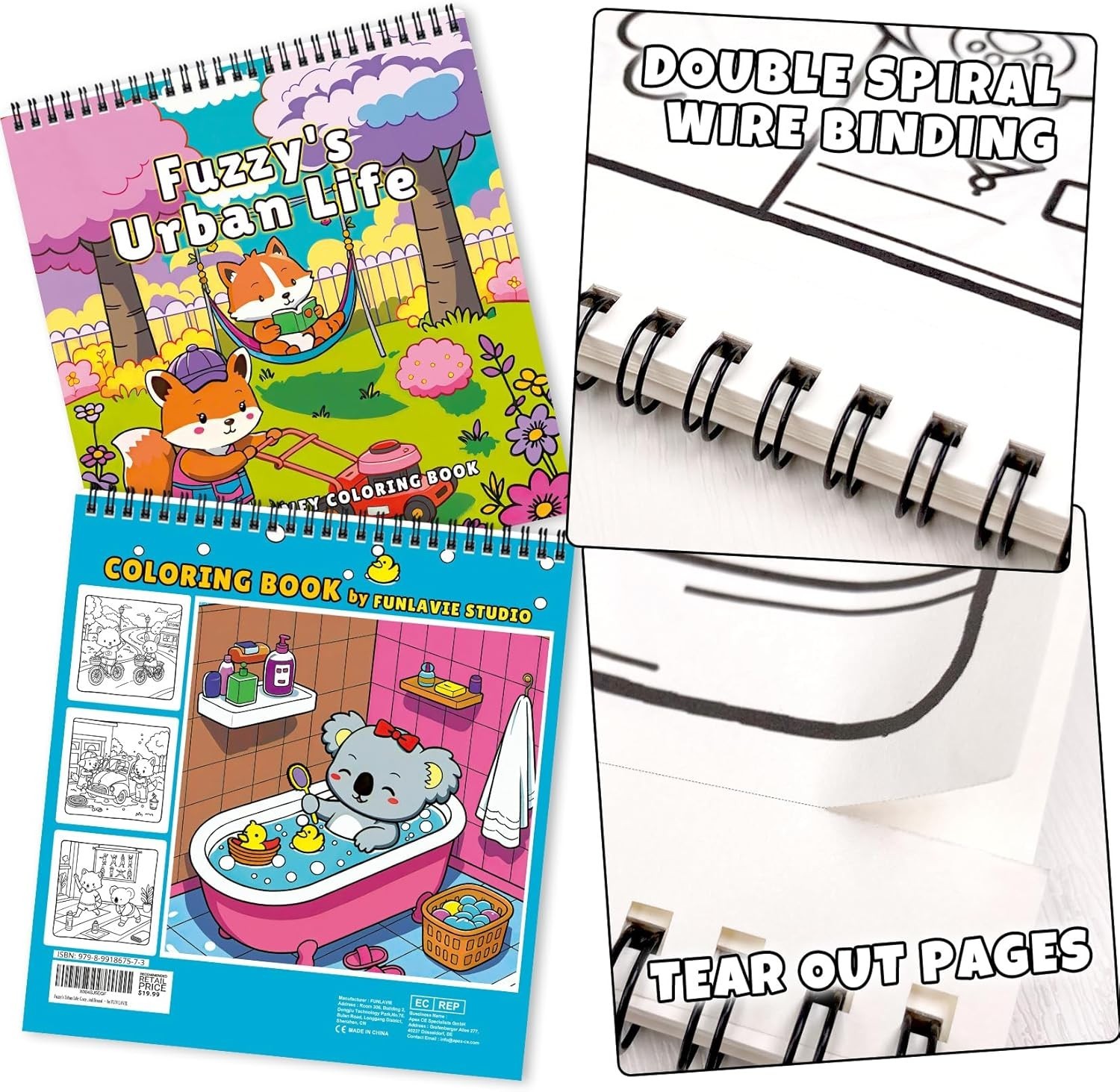 Relaxing Spiral-Bound Coloring Book for Mindfulness & Creativity – 32 Pages