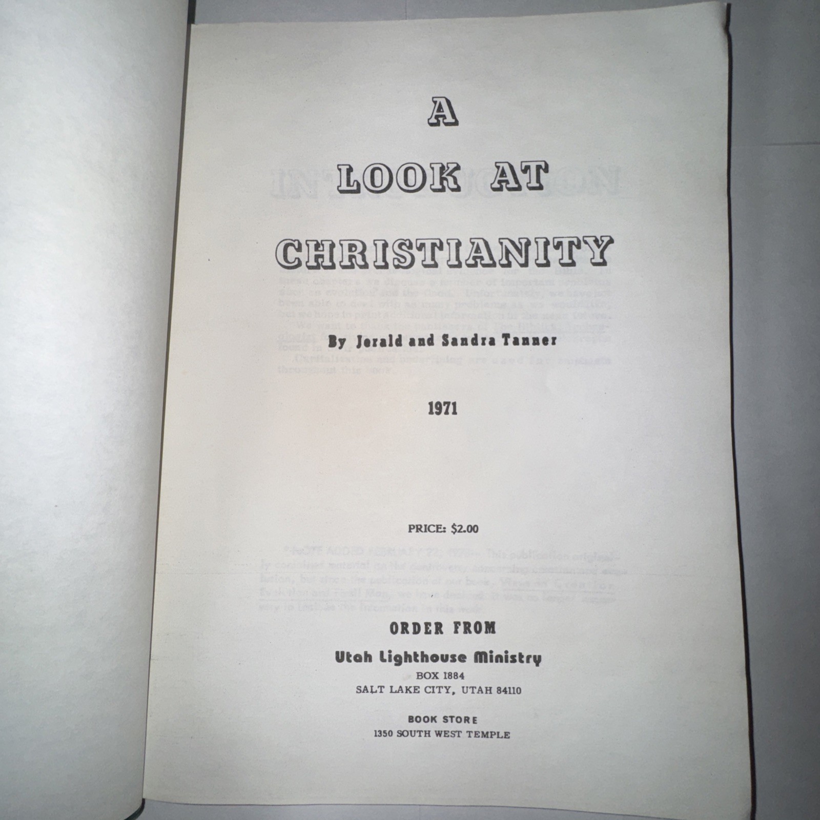 A Look At Christianity by Jerald & Sandra Tanner Enlarged Edition 1971 MORMONISM