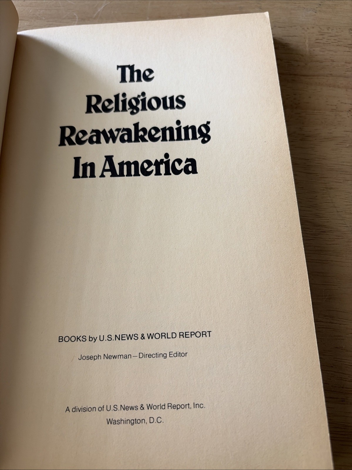 Religious Re-Awakening In America U.S. News & World Report 1972 1st PB Scarce