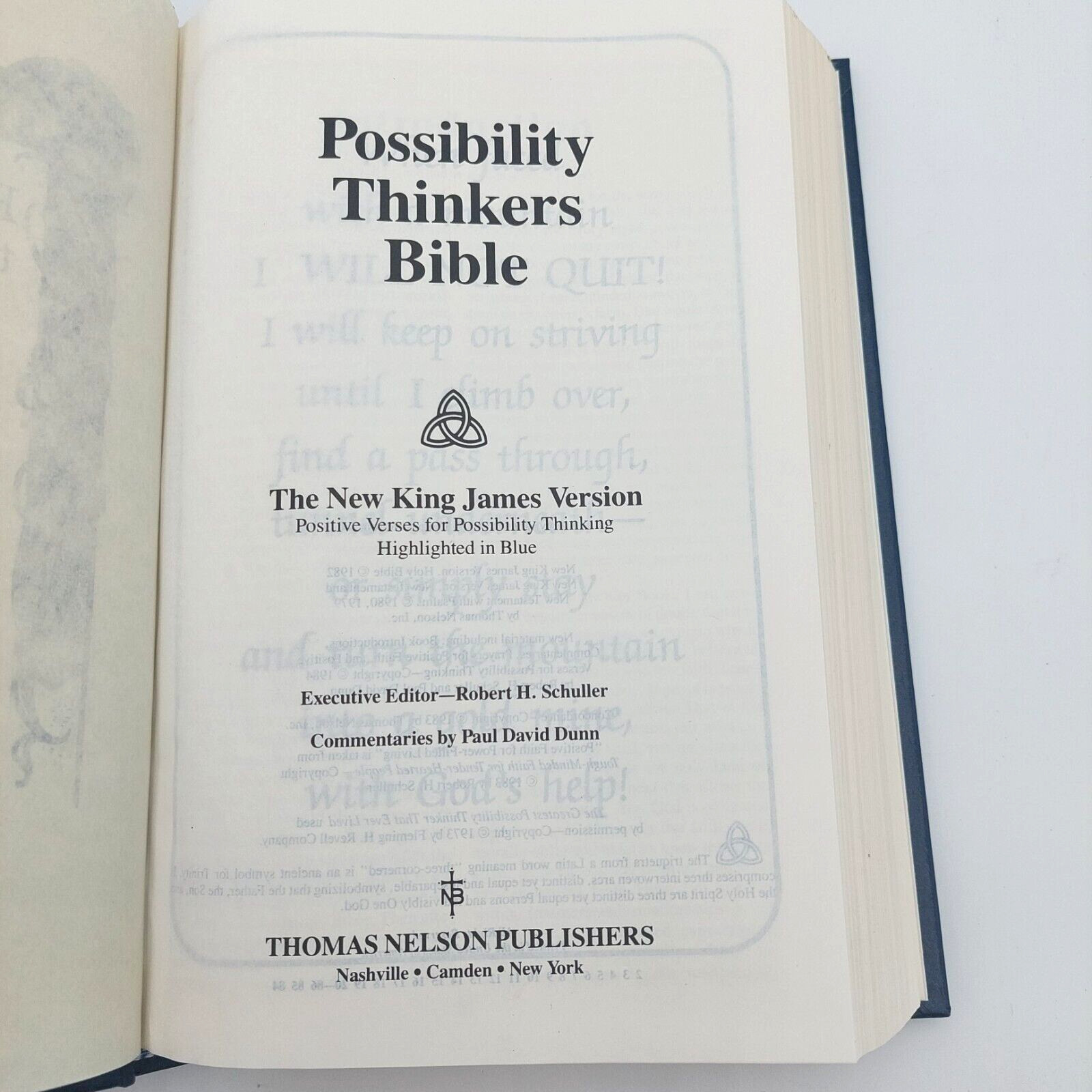 Possibility Thinkers Bible New King James Version Nelson 402 Blue Hardcover 1984