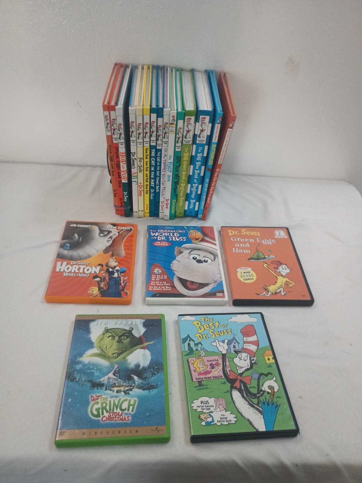 Dr. Seuss Books Hardcover Lot of 15 Beginner I Can Read Books &5 Dr Seuss Movies